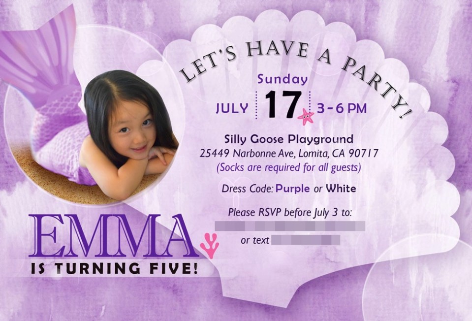 emma bday invitation